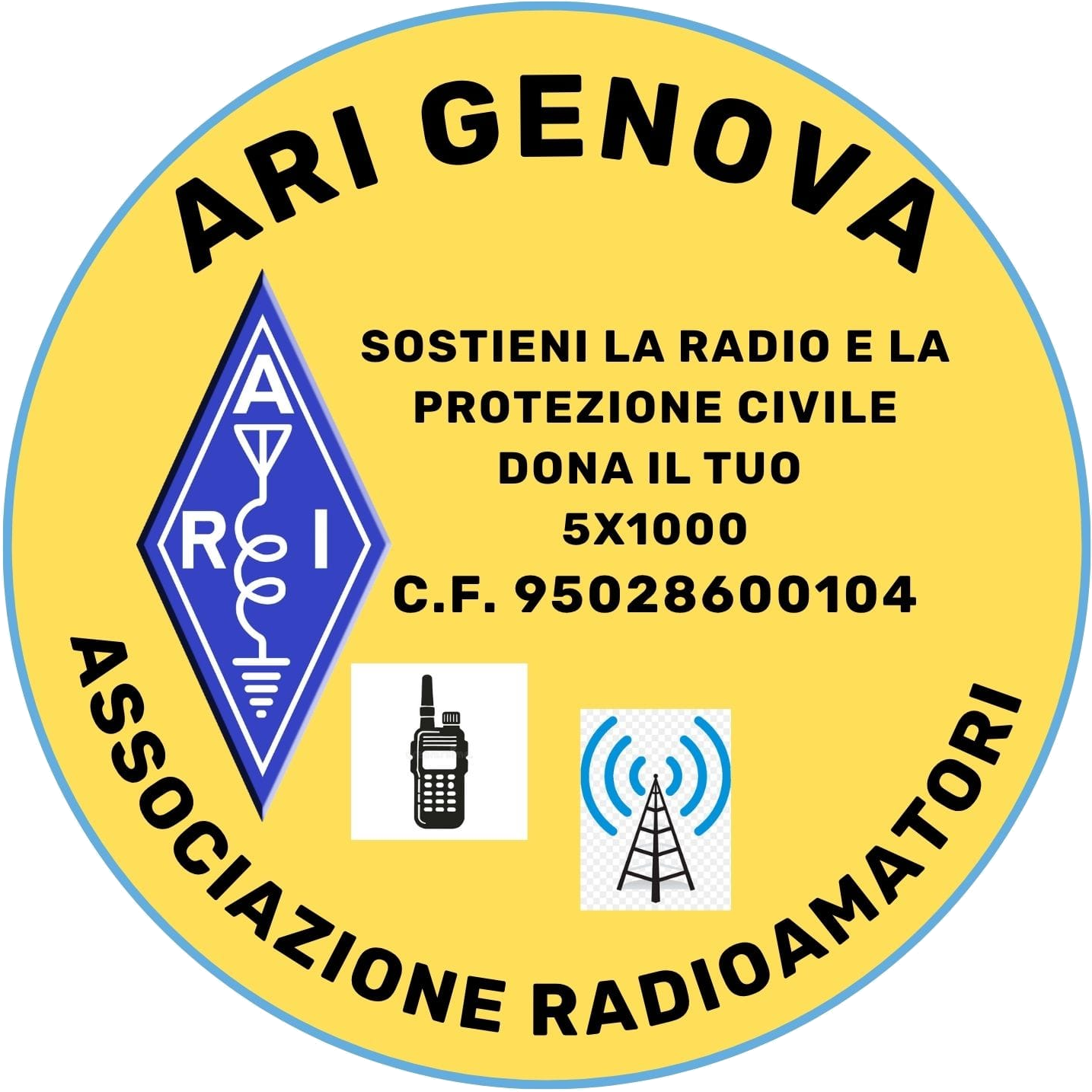 Logo ARI Genova 5 x 1000 con codice fiscale 95028600104